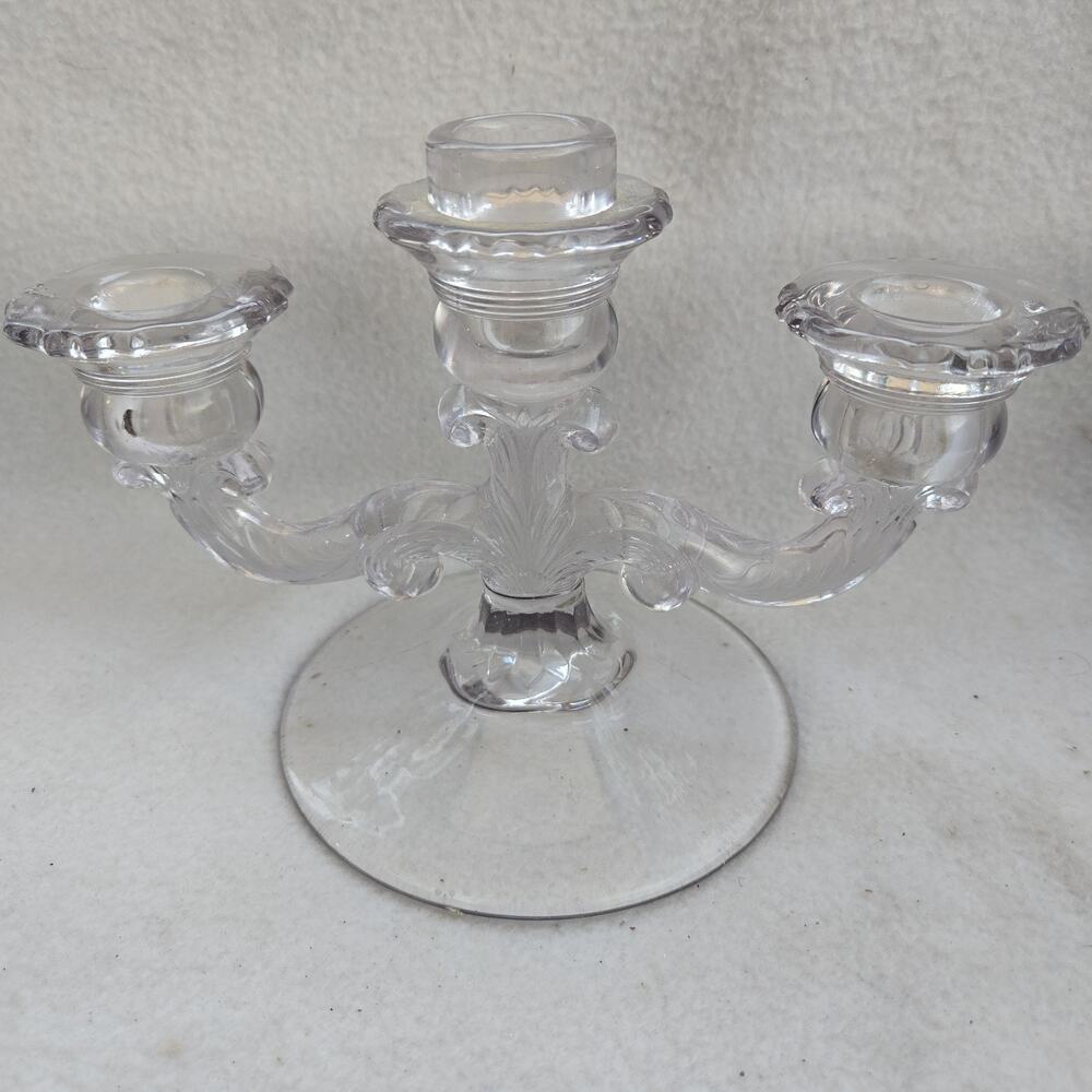 Vintage Crystal/Glass 3 Arm Candle Holder